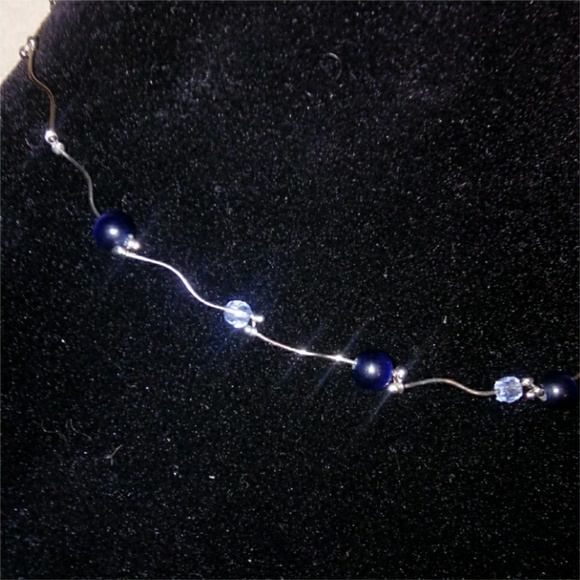 Silver Blue + Clear Necklace - Picture 2 of 4